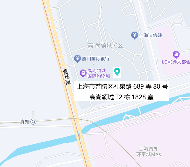 鲸准赋能公司位置地图：上海市普陀区礼泉路689弄80号 高尚领域T2栋1828室